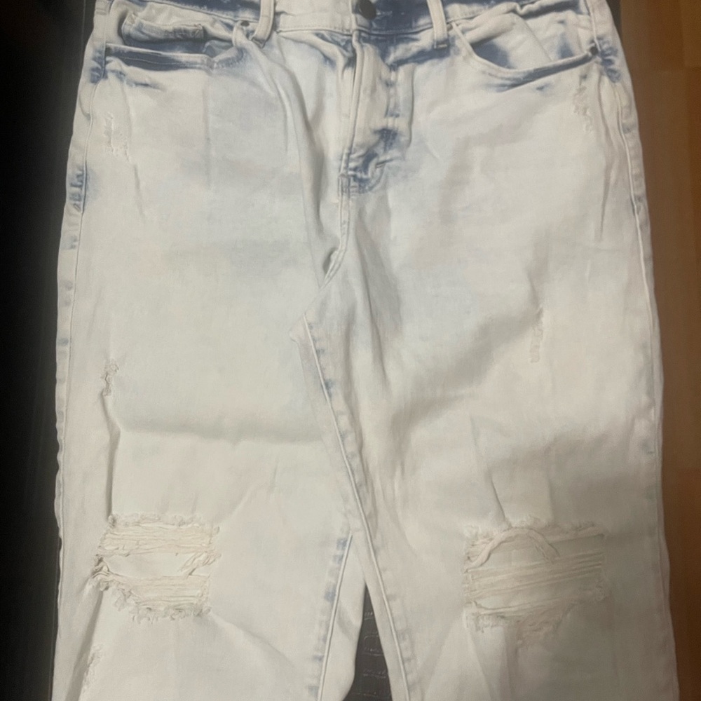 a.n.a High Rise White Distressed Jeans